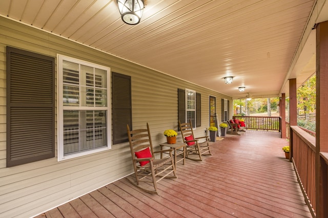 deck featuring a porch