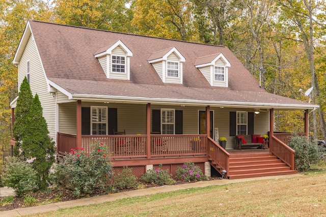 view of front facade with a porch and a front yard