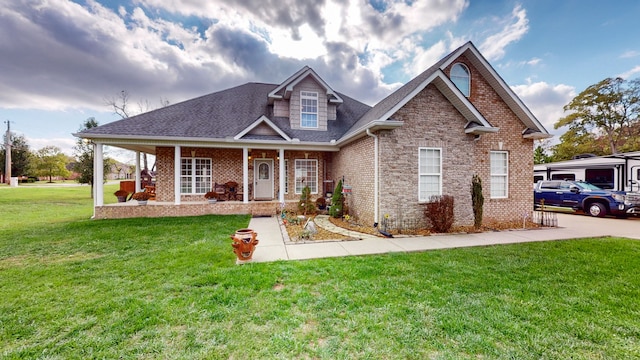 craftsman-style home featuring a front yard and a porch