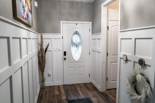 entryway with dark hardwood / wood-style floors