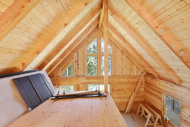 view of unfinished attic