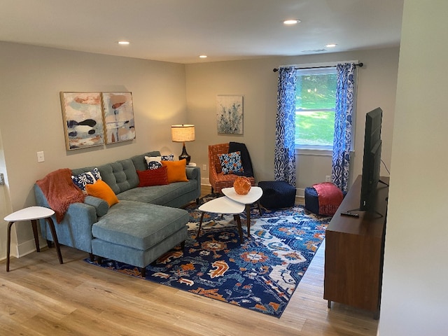 living room with hardwood / wood-style floors