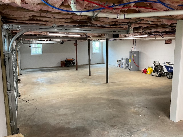 basement featuring electric water heater