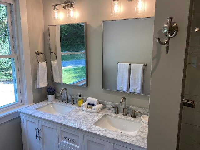 bathroom with vanity and a healthy amount of sunlight