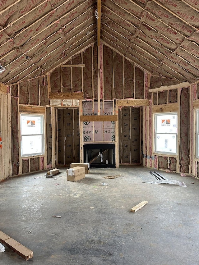 interior space featuring lofted ceiling