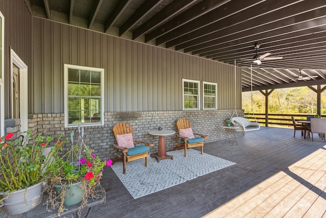 deck featuring ceiling fan