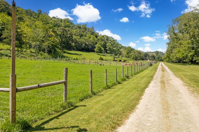 view of street with a rural view