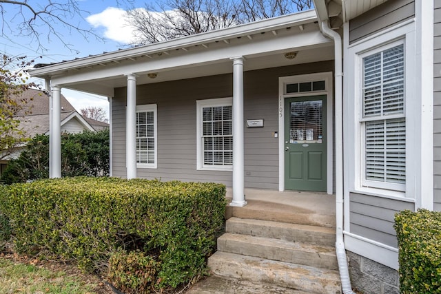 entrance to property with covered porch