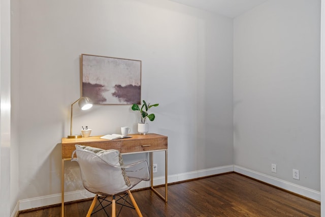 office area featuring dark hardwood / wood-style floors