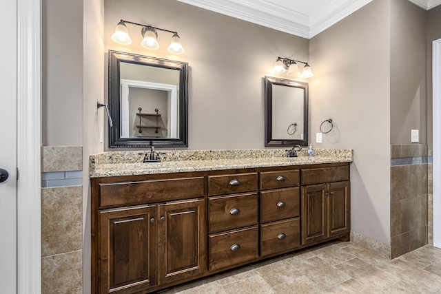 bathroom featuring vanity and crown molding