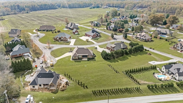 bird's eye view with a rural view