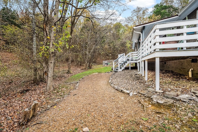 view of yard featuring a deck