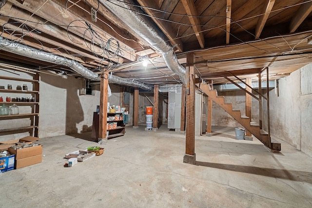 basement with secured water heater