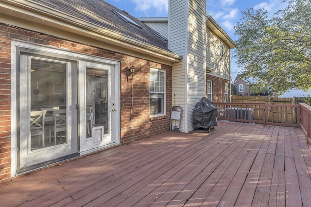 deck featuring area for grilling