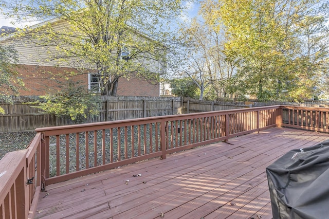 deck featuring grilling area