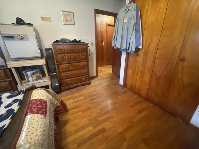 bedroom featuring light wood-type flooring