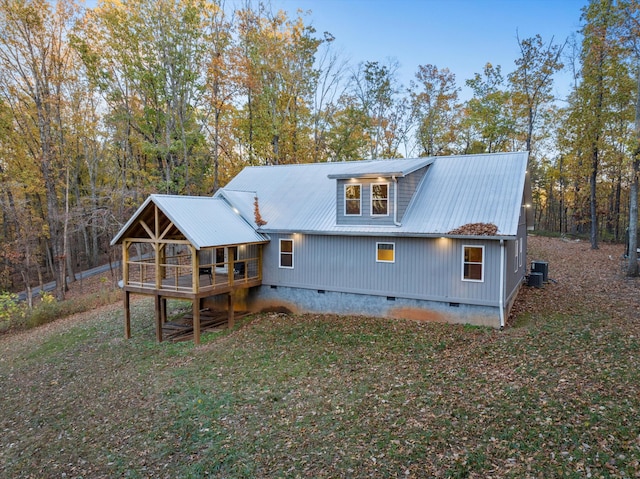 4955 Ringgold Rd, La Fayette, GA 30728 - rear view of house with a yard, a wooden deck, and central air condition unit
