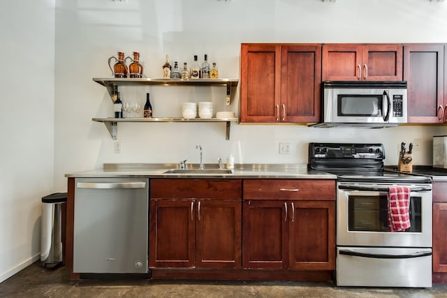 kitchen with stainless steel counters, sink, and stainless steel appliances