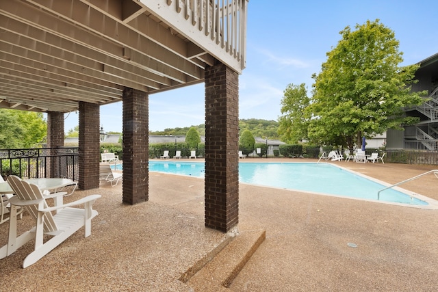 view of pool featuring a patio area