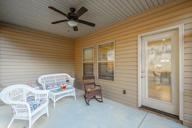 view of patio with ceiling fan