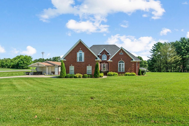 view of front of home with a front yard