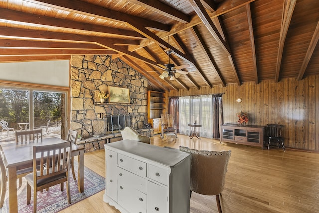 kitchen with white cabinets, light hardwood / wood-style flooring, a healthy amount of sunlight, and wood ceiling