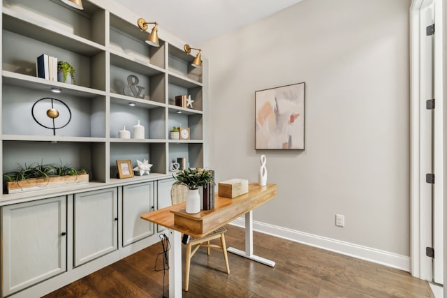 office area with dark hardwood / wood-style flooring