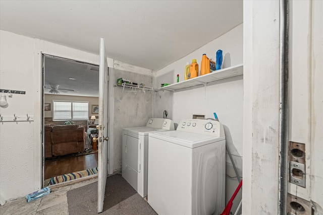 laundry room with independent washer and dryer