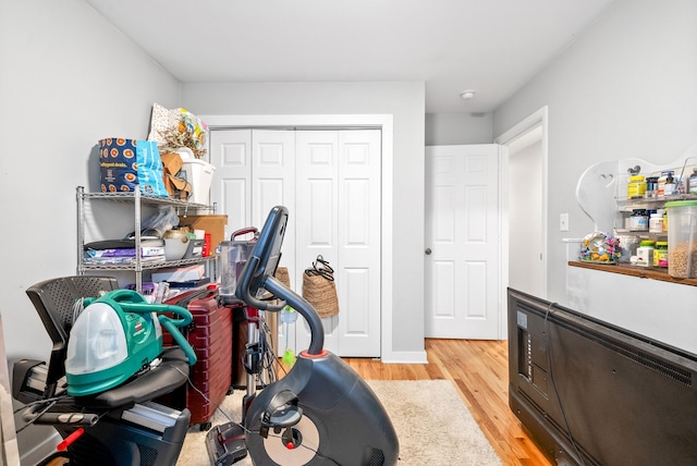 office area featuring light hardwood / wood-style flooring