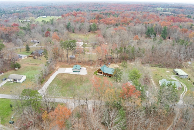 birds eye view of property featuring a rural view