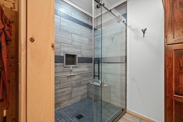 bathroom featuring walk in shower