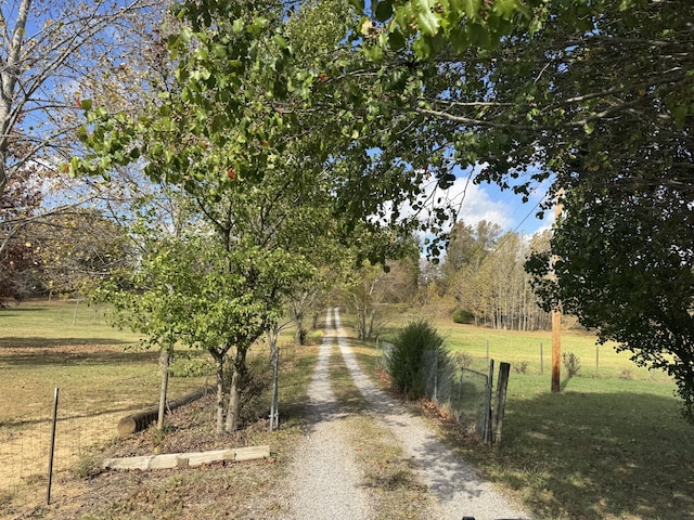 view of road featuring a rural view