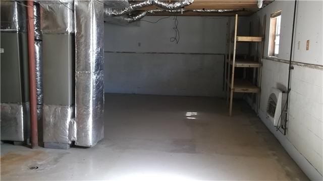 basement with heating unit