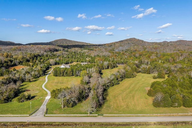 aerial view with a mountain view