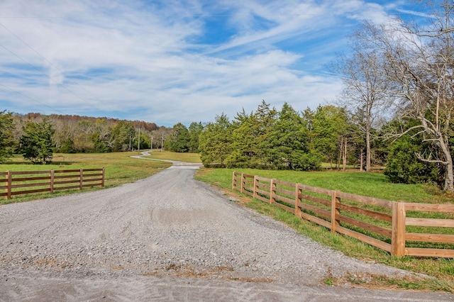 view of road featuring a rural view