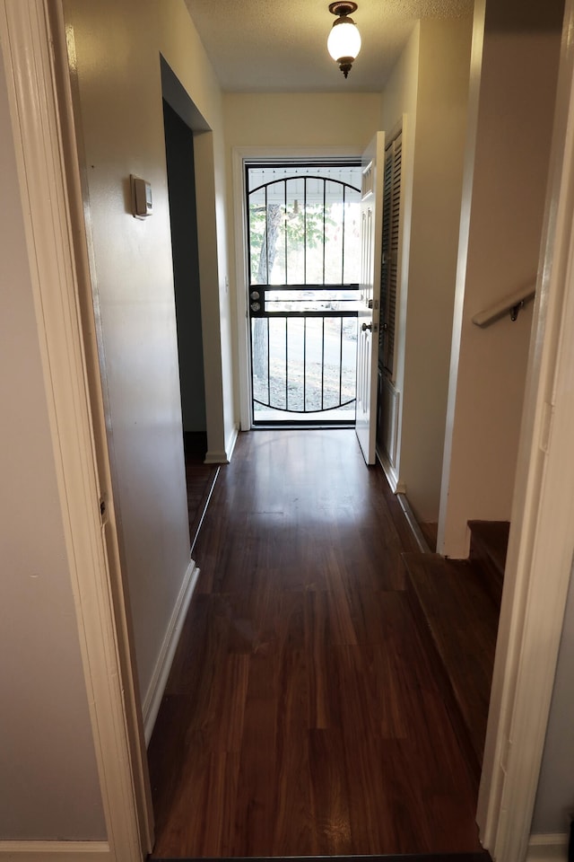 hallway featuring dark hardwood / wood-style flooring