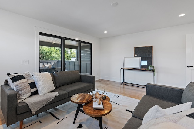 living room featuring light wood-type flooring