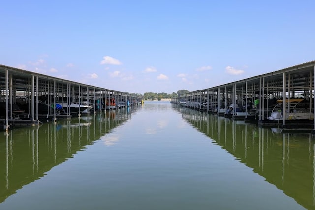 view of dock featuring a water view