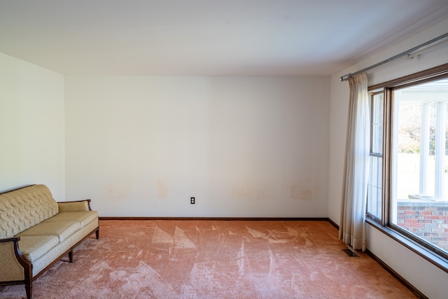 unfurnished room featuring light colored carpet and a healthy amount of sunlight