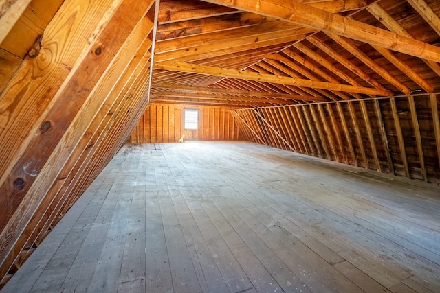 view of unfinished attic