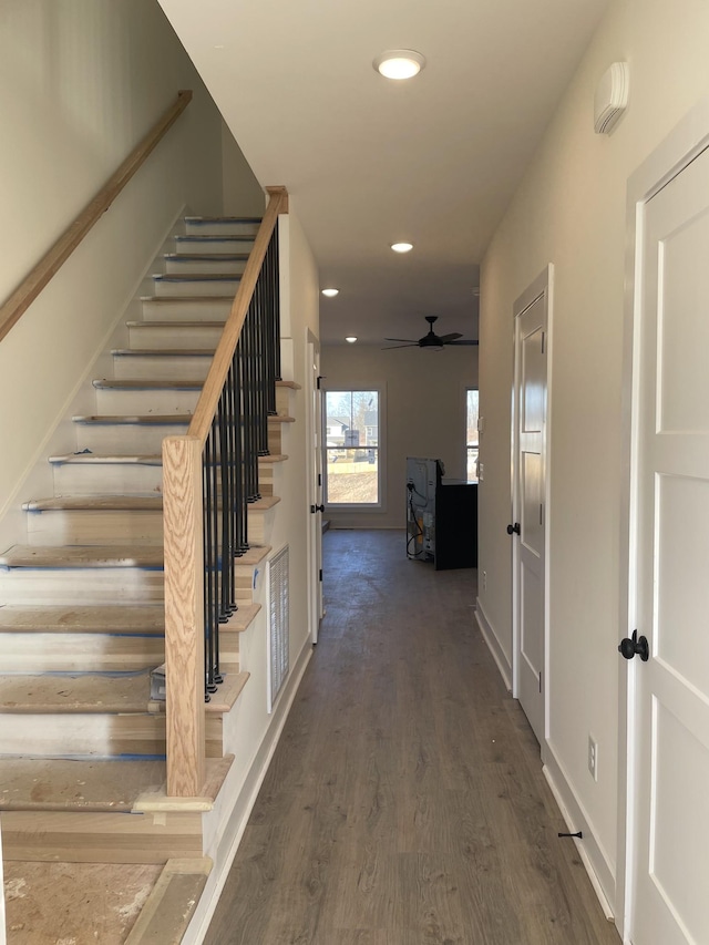 corridor with dark hardwood / wood-style floors