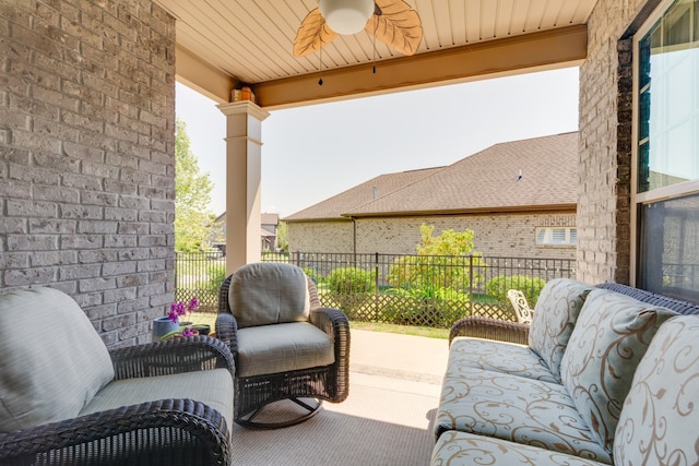 view of patio with ceiling fan