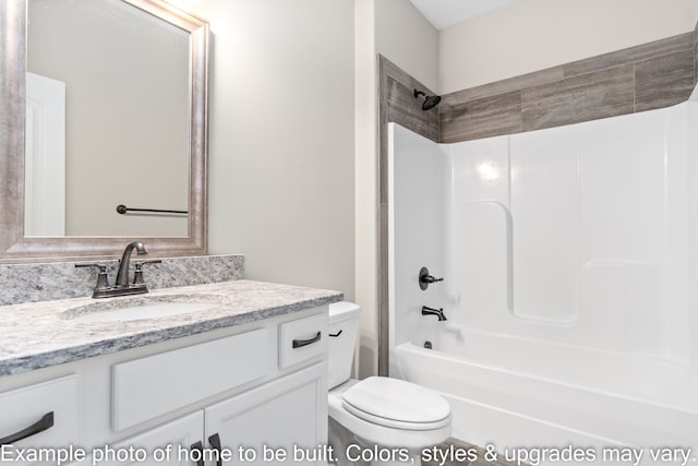 full bathroom with vanity, toilet, and shower / bathing tub combination