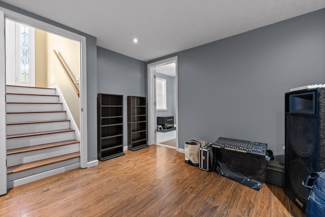 miscellaneous room with wood-type flooring