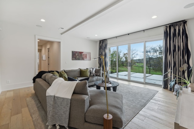 living room featuring light hardwood / wood-style floors