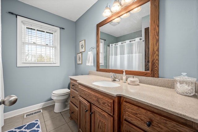 bathroom featuring tile patterned floors, vanity, and toilet