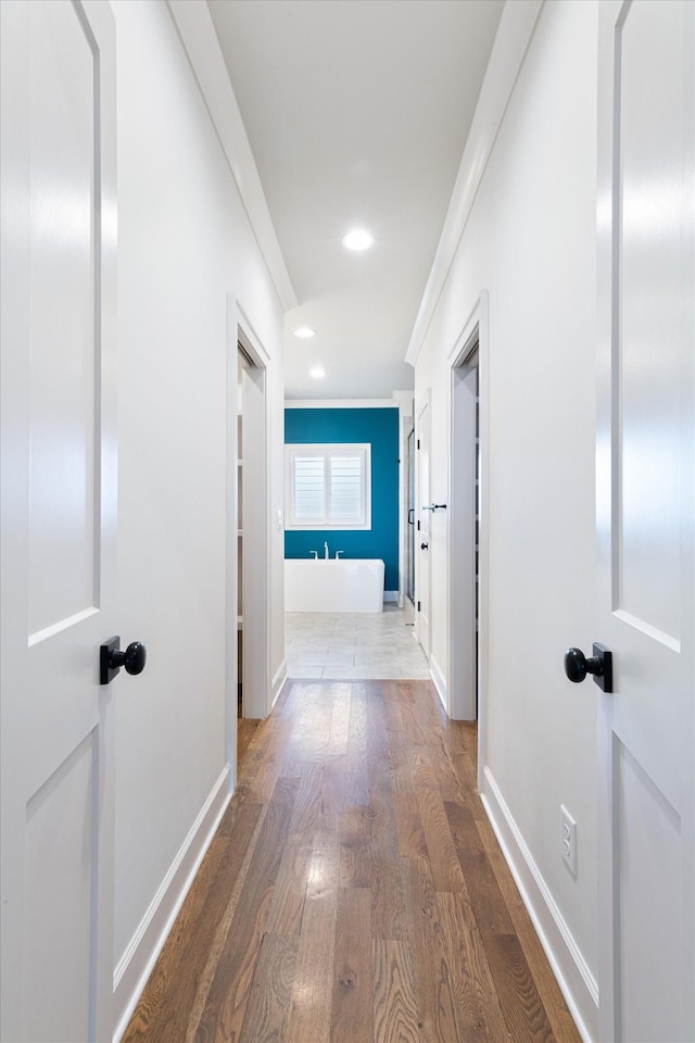 hallway featuring hardwood / wood-style floors