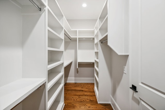 walk in closet featuring dark hardwood / wood-style flooring