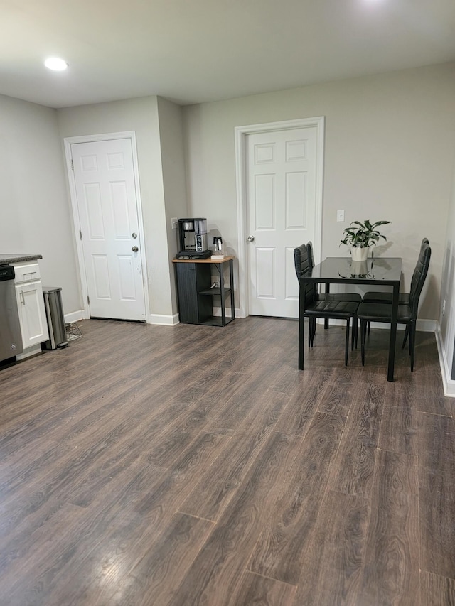 interior space with dark hardwood / wood-style flooring