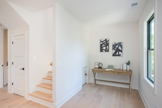 interior space featuring plenty of natural light and hardwood / wood-style flooring